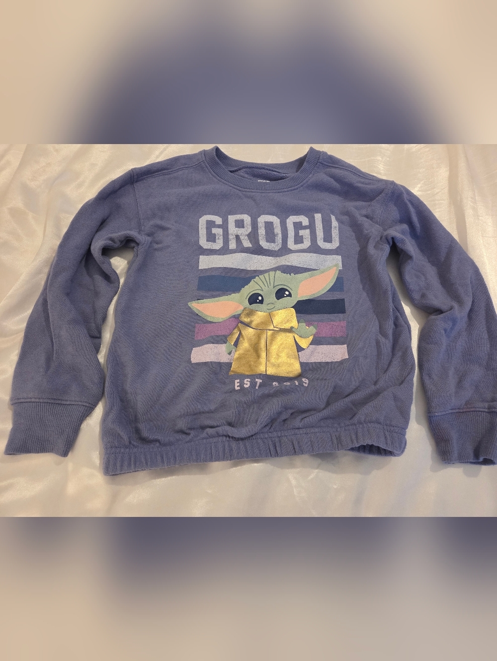 Star Wars Grogu Baby Yoda Kids Sweatshirt Size 6 Purple Jumping Beans